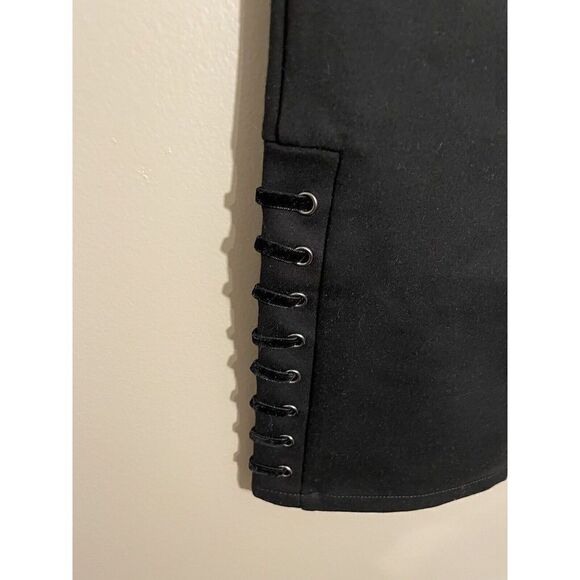 Paige Jacqueline‎ Straight Ponte Pant Black Velvet Lace Up Size 29 Stretch EUC - Picture 5 of 7